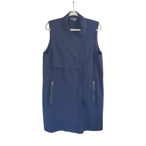 Vince Versatile Navy Asymmetrical Vest/Mini Dress Tunic Work Career Womens Large - Picture 1 of 12